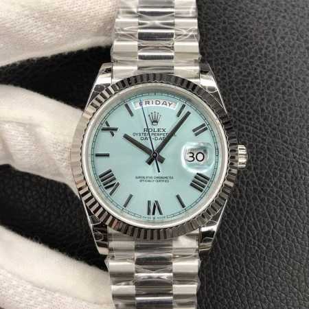 Rolex Day-Date, Ice Blue Roman Scale, 41mm, 2836 Movement, 316 Stainless Steel - Click Image to Close