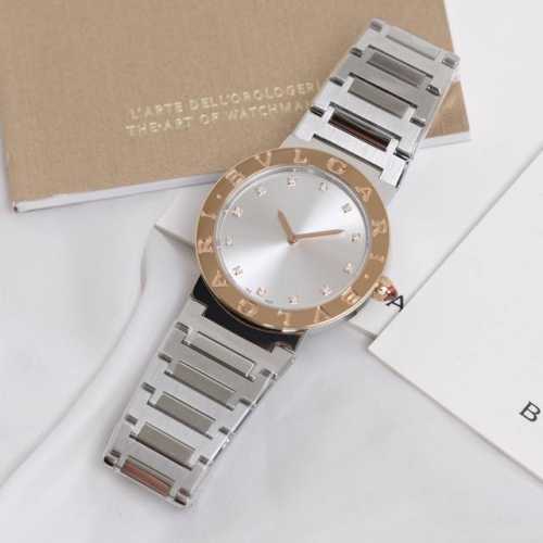 In stock: Diamond and Barrel-style Bulgari ladies' quartz watch. This watch use