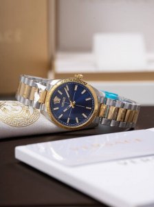 Gold Versace Millenyium Lady watch, featuring the brand's iconic Medusa and Vers