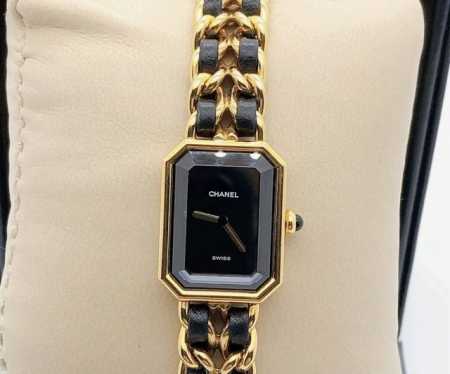 Chanel Premiere series Sugar Cube Black Gold Women's Watch, "First Vintage Watch - Click Image to Close