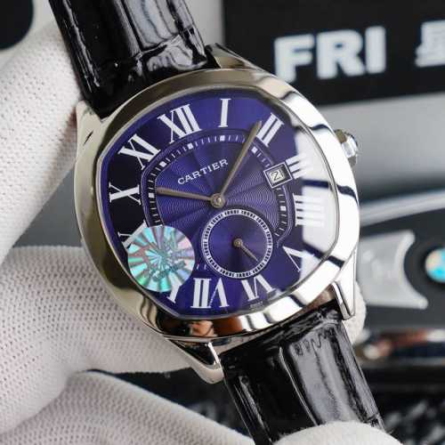 Tw Cartier Drive De Cartier series watch. With elegant and solemn pillow-shaped