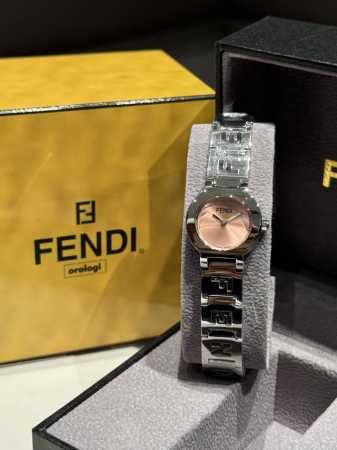Fendi women's watch, classic skeleton strap design, white dial with fretwork pa - Click Image to Close