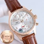 White Shell Rose Gold Iwc Spitfire Pilot Chronograph Watch, Correcting All The S