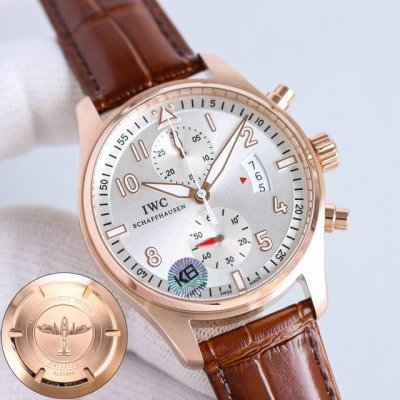 White Shell Rose Gold Iwc Spitfire Pilot Chronograph Watch, Correcting All The S