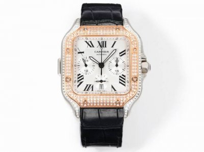 Cartier Santos Chronograph Diamond Custom Edition Sparkling Arrives
