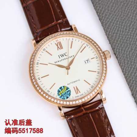 White case, rose gold case, 50 diamonds Mks IWC Portofino men's watch! The most - Click Image to Close