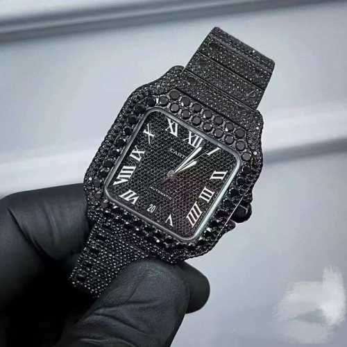 Cartier, Santos Black Warrior, has real diamond version and ordinary diamond ve