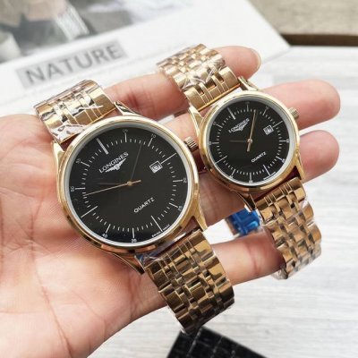 Gold case + 20 steel band 20 Longines couple watch Original imported quartz move