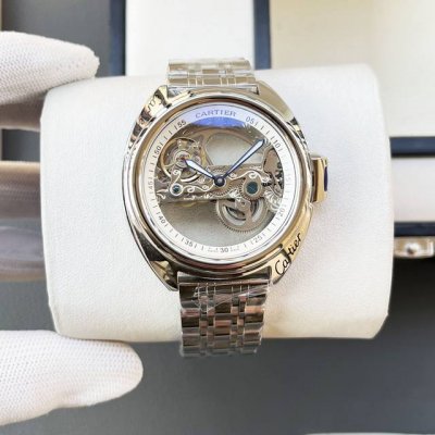Leather And Steel Cartier - Cartier New Blue Balloon Key Series Men's Mechanical