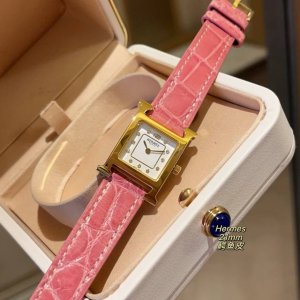 Gold 580 2025 New Enamel Heure H Watch Medium 26x26 Small 21x21mm, set with 112