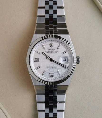 The new white gold Rolex Land-Dweller, launched in 2025, features an integrated