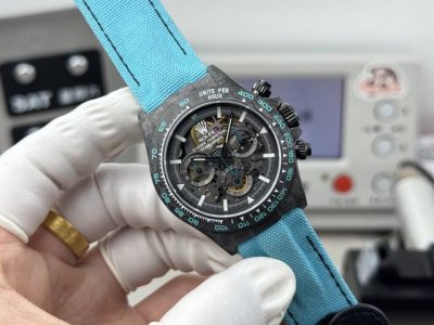 Daytona series skeletonized carbon fiber ultralight movement, 40mm diameter, 12.