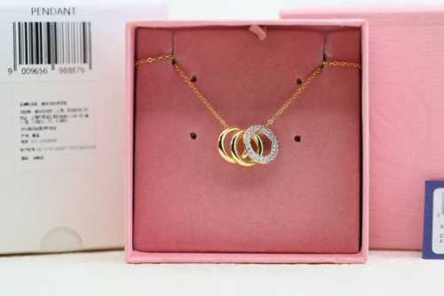 Recommended for Chinese Valentine's Day Swarovski gold three-ring clavicle neck
