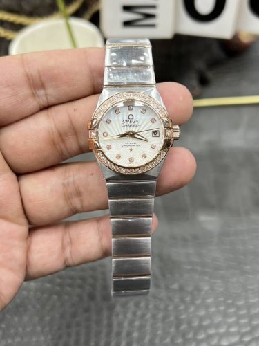 Omega Constellation series 27mm rose gold diamond ring ladies model equipped wit