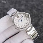 White Steel, Electroplated + 20 Diamond Bezel + 40 Cartier Dimensions: 28Mm, 33M