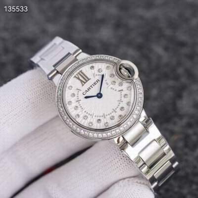 White Steel, Electroplated + 20 Diamond Bezel + 40 Cartier Dimensions: 28Mm, 33M