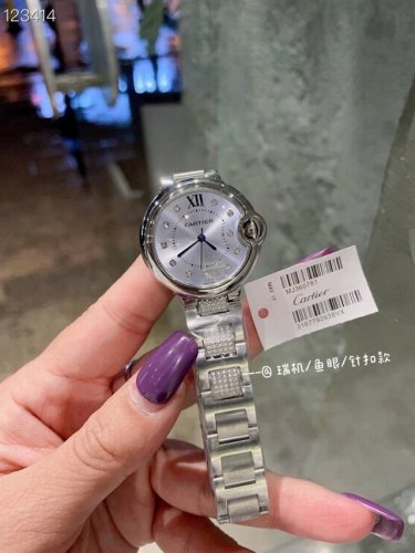 Strap With Diamond Accents, Diamond Bezel 420 Cartier 33Mm Swiss Movement, Fish-