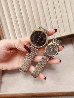 Platinum Classic Omega Couple's Watch, Imported Quartz Movement, Mineral Glass,