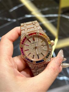 Amg Unlocked! Audemars Piguet Royal Oak "Hidden Edition" with Rainbow Bezel 1541