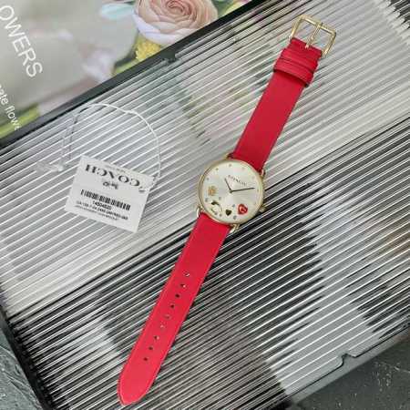 Coach Elliot series heart camellia quartz ladies watch, sunburst pattern dial, m - Click Image to Close