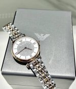 Emporio Armani Diamond-set Watch, Quartz Movement, Stainless Steel Strap, White