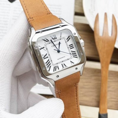White And Black Santos Men's Favorite Type: Santos Series Sales Strap:Genuine Le