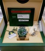 Rolex 116610Lv, discontinued second-generation green Submariner, complete set, b