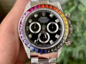 Rolex Daytona 7750 Movement Modification Rainbow Bezel Inlaid With Colorful Gems
