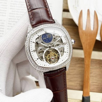 Same Price Cartier Boutique Men's Watch, Large Three-Hand Hollow Flywheel Moon I