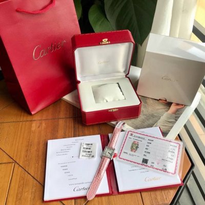 Cartier Tank Small Alligator Leather Diamond Watch, case diameter 31mm x 24mm, S