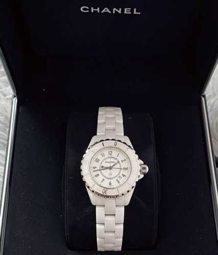 The Chanel J12 is made entirely of ceramic and stainless steel. Chanel's ceramic