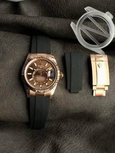 Noob! The latest Sky-Dweller model features the original 18K internally welded t