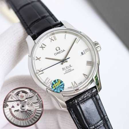 White leather, rose leather, steel strap, 50mm. Omega De Ville series with Co-Ax - Click Image to Close