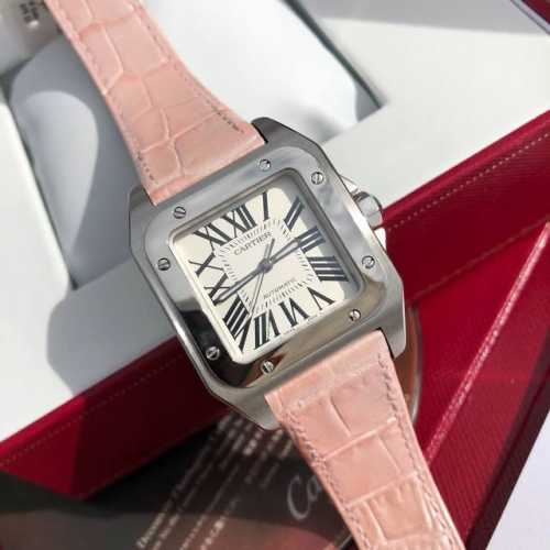 Cartier Santos Women's Watch has a 33mm diameter and a unique case design. The m