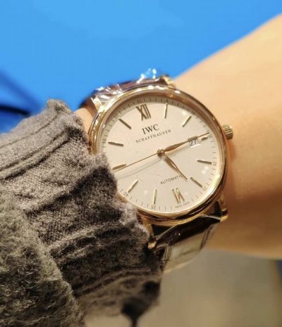 Iwc Portofino automatic mechanical movement, 18K red gold case, men's Swiss watc