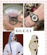 Gucci G-Timeless watch with quartz movement, leather strap, beige dial, double G
