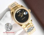 White Steel-Full Gold Diamond Ring + 50 Square Diamonds + 100 Rolex Datejust Day