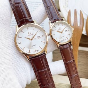 White rose case + 20mm steel band + 20mm Latest Omega couple's watch, imported q