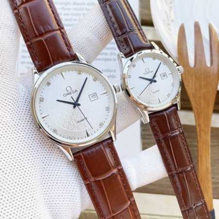 White rose case + 20 steel strap + 20 Omega latest couple's model, original imp - Click Image to Close