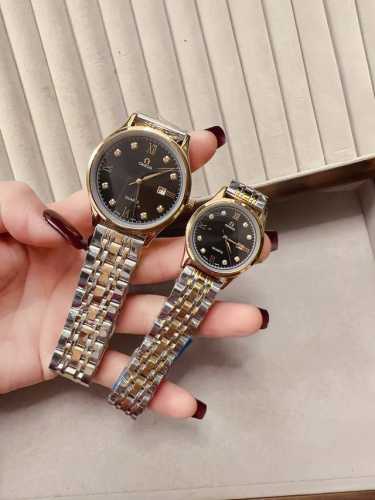 Platinum 330 Omega Couple's Watch Original Imported Quartz Movement Mineral Glas