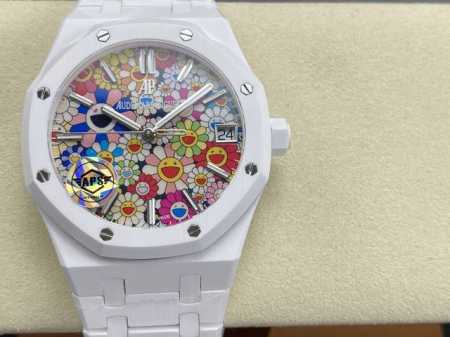 Aps Audemars Piguet White Ceramic Sunflower Model 15500 41mm Ddd - Click Image to Close