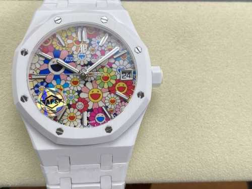 Aps Audemars Piguet White Ceramic Sunflower Model 15500 41mm Ddd