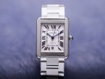 Cartier Tank Series Mechanical Men's Watch: Steel Case With Leather Strap: Wsta0