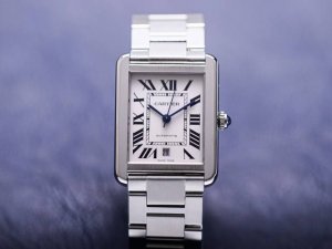 Cartier Tank Series Mechanical Men's Watch: Steel Case With Leather Strap: Wsta0
