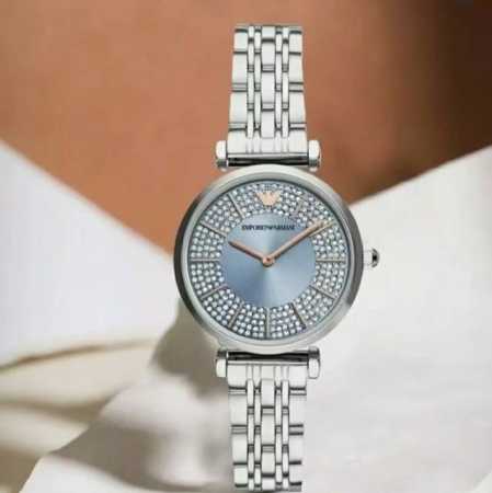 Celebrity-endorsed Armani Radiant Blue Dial with a dazzling, water-like halo eff - Click Image to Close