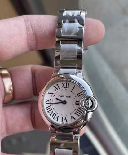 Cartier Blue Balloon series quartz women's watch 28mm dial white frosted dial b