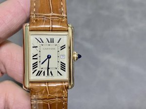 New Model Original Tank Small Gold Watch With Gold-Plated Case. Large Size: 33.7