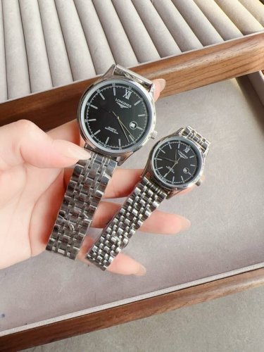 Platinum Longines Couple's Watch, Original Imported Quartz Movement, 316L Stainl