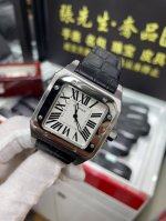 Cartier Santos Men's Large Imported Quartz Movement Ultra-Thin Leather Strap Rea