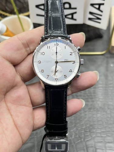 Iwc Portuguese Chronograph White Dial Gold Stud Solid Case 41Mm X 13Mm Custom Ed